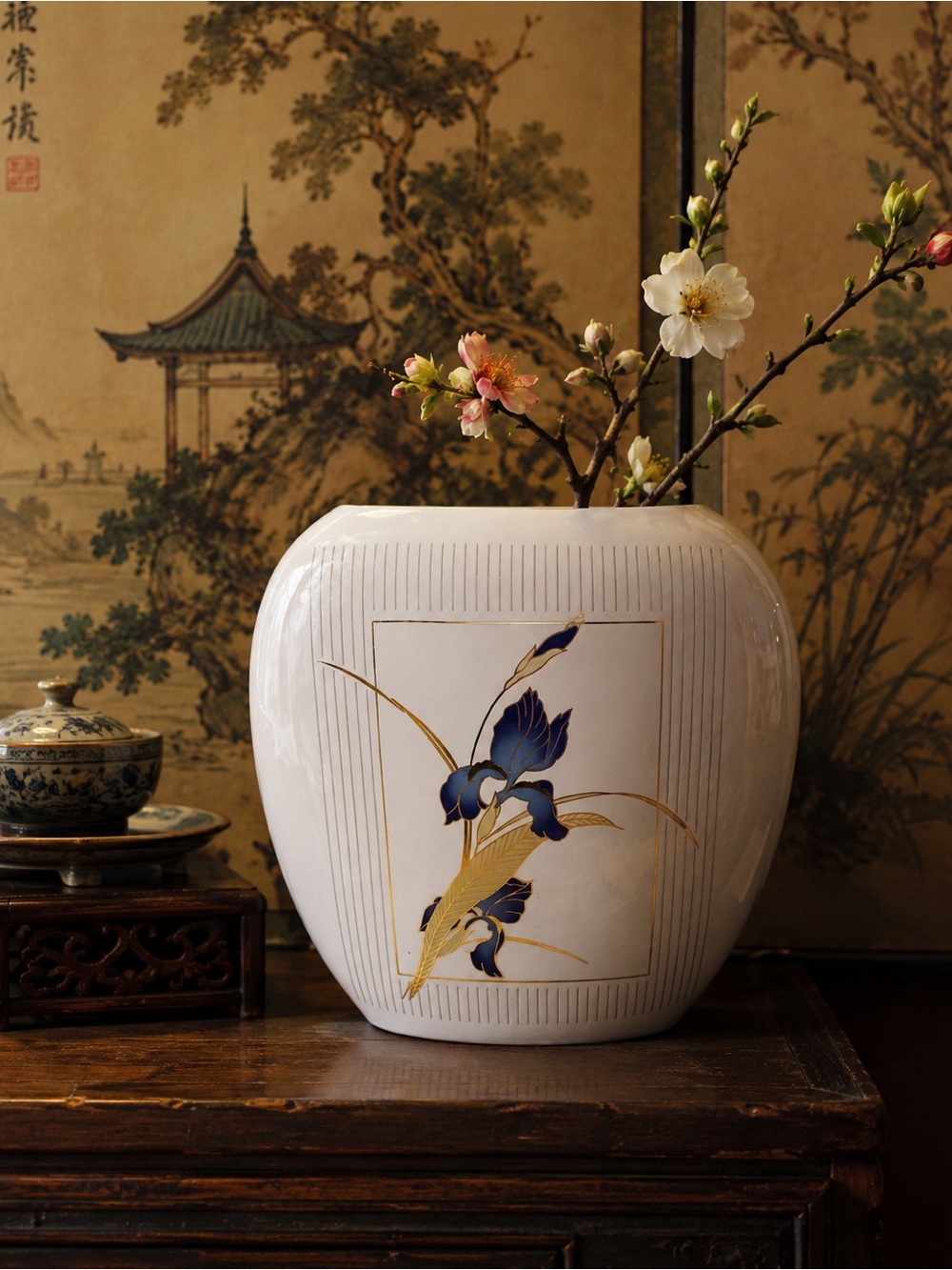 Vintage Otagiri “Grand Iris” Japanese Vase